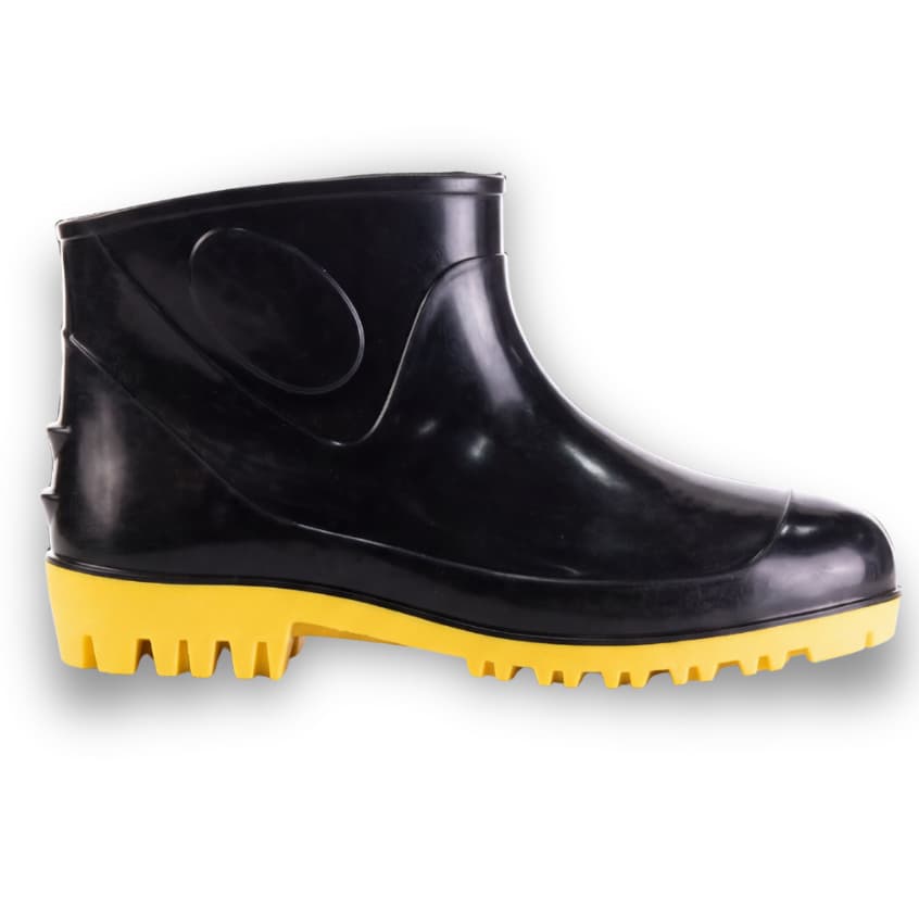 Bota Galocha PVC Impermeável Antiderrapante Cano Curto com CA EPI Limpeza Faxina Motoboy Chuva Unissex Preto Amarelo