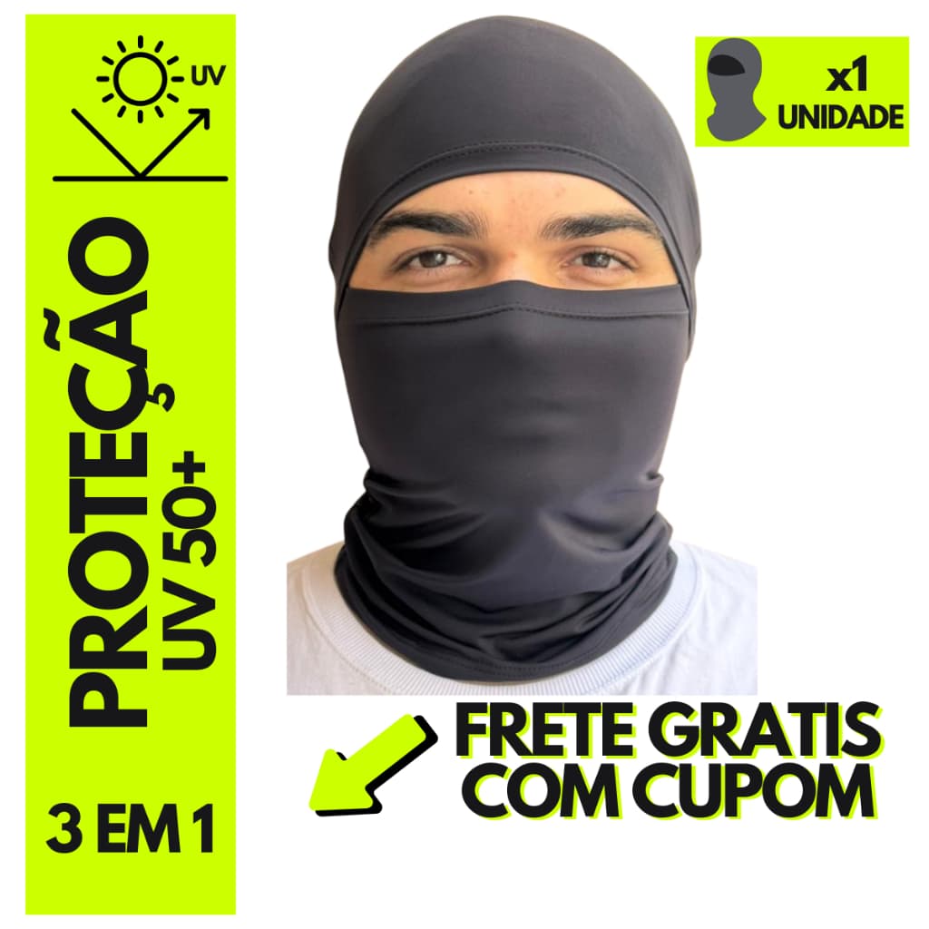 Balaclava Touca Ninja multifuncional UV50 capuz térmica unissex proteção solar e frio vento