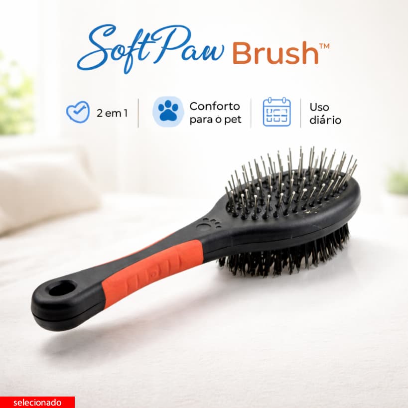 Escova Pet 2 em 1 Remove Pelos Cães Gatos Massageadora