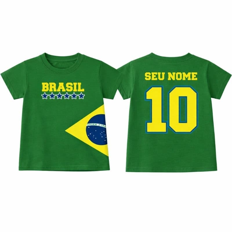 Camiseta Infantil Brasil Torcedor Hexa Personalizada