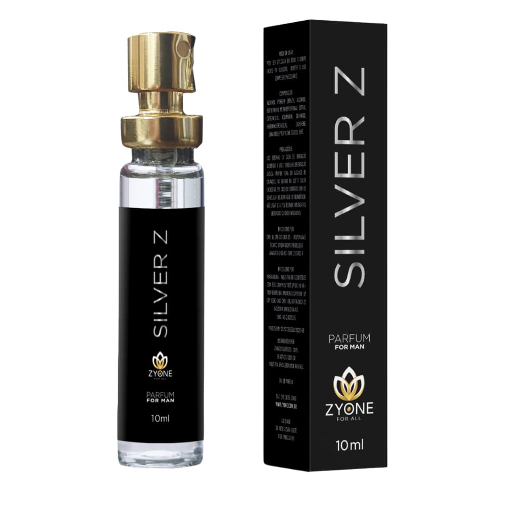 Silver Z Zyone Cosméticos Masculino Parfum 10ml Alta Fixação Essência Premium