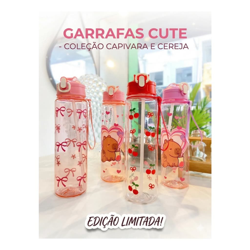 GARRAFA 800ML C/ ALÇA E CANUDO - DIVERSOS UN