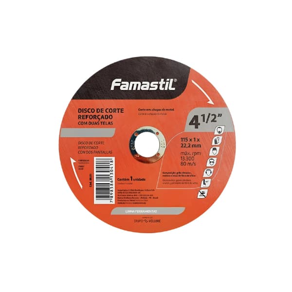 Disco de Corte Metal/Inox FAMASTIL 4 1/2