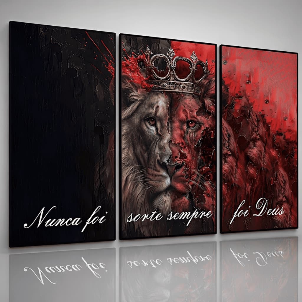 Quadros Decorativo Sala Leao Rei Juda Nunca Foi Sorte Quarto Hall Luxo HD