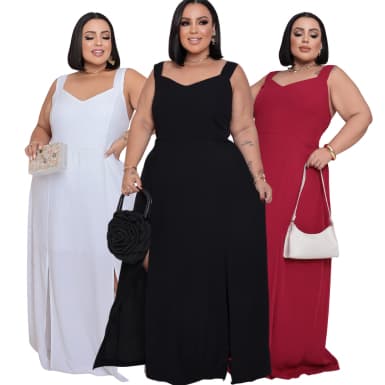 Vestido Longo Plus Size Femenino Viscolinho Premium Soltinho Elegante Evangélico Casual Confortável