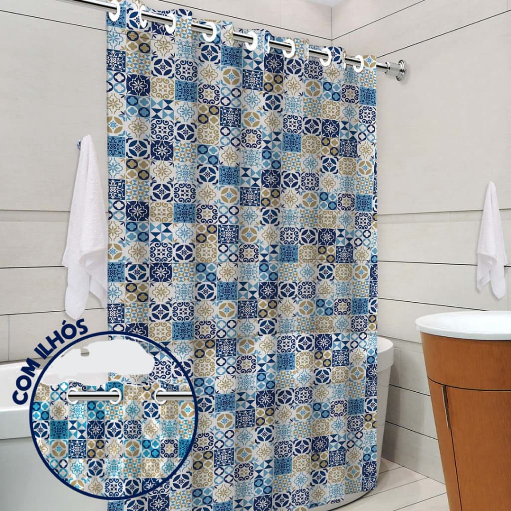 Cortina Banheiro Box Banheiro Kit 2 e 1 unidade 138x198cm Impermeável Lavável Box