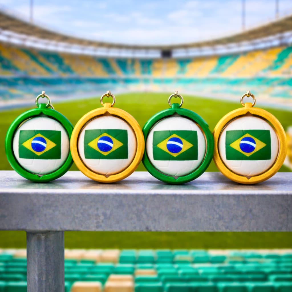 Chaveiro Spinner Bola de Futebol | Bandeira Brasil | Copa do Mundo