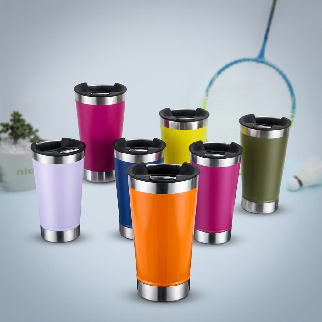 Copo Térmico Inox 473ml Com Tampa Parede Dupla A Vácuo Para Cerveja Café Tereré Mate Gelado E Quente Luxo