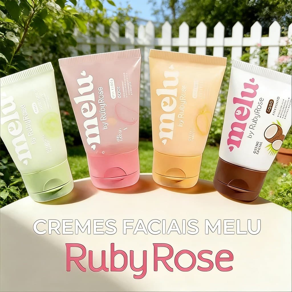 Gel Creme Facial Melu Ruby Rose 40g, Coco Nutritivo, Kiwi Antioxidante - Em stock Envio imediato
