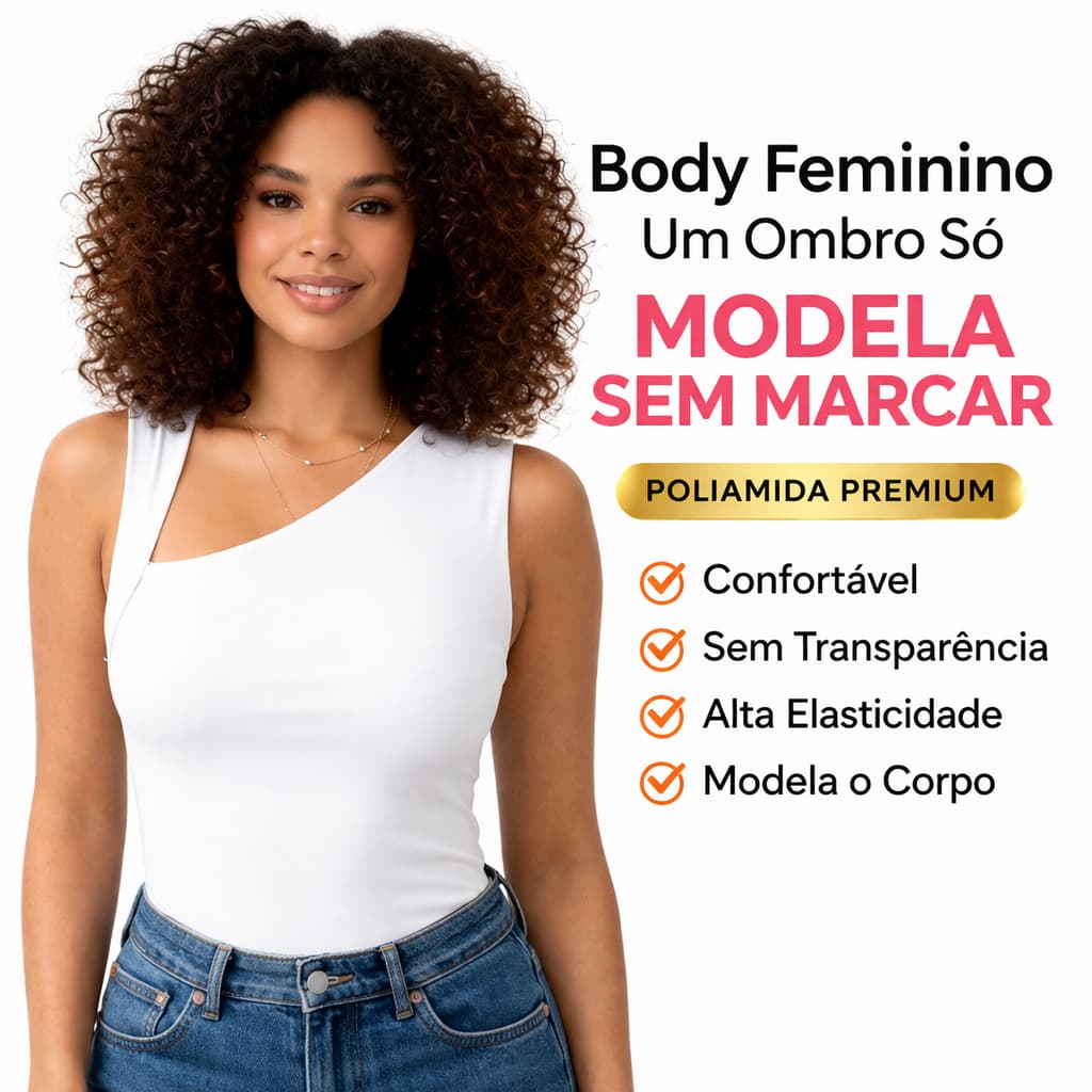 Body Feminino | Um Ombro Só | Poliamida Premium | Modelador | Sem Transparência | Confortável | Elegante