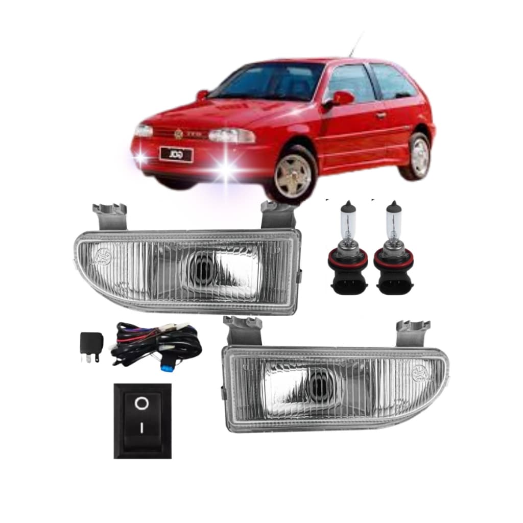 KIT FAROL DE MILHA AUXILIAR NEBLINA GOL BOLA G2 COM FAROL DE VIDRO + LENTE RAIADA