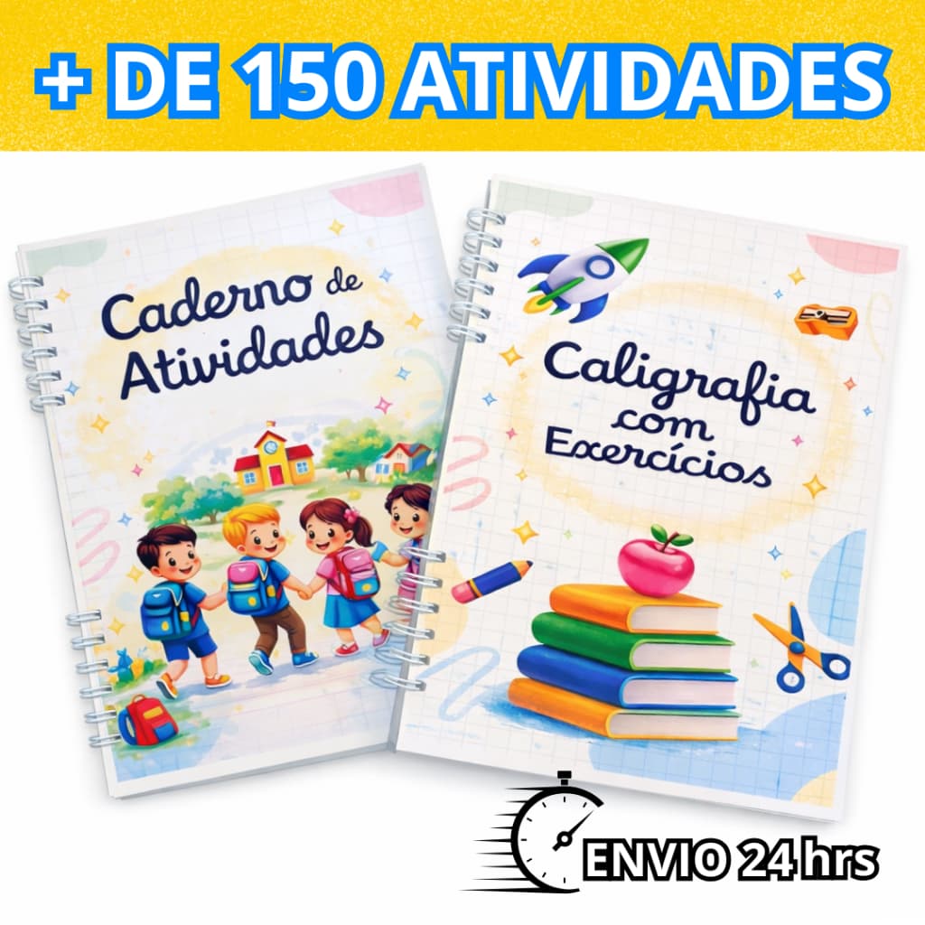 Caderno de Caligrafia Infantil Tamanho A4 Opção com 66 ou 93 Páginas Educativo Alfabetização