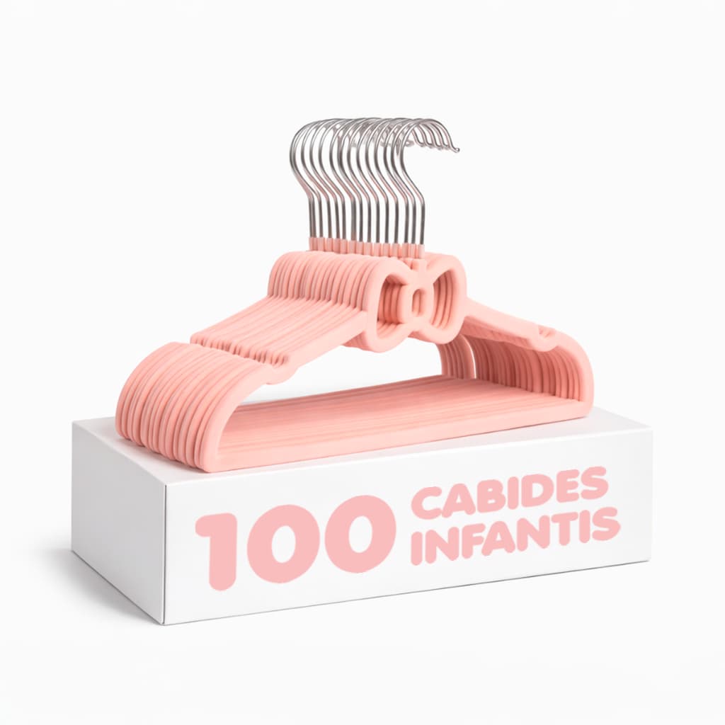 Kit【100】UN Cabide Lacinho Rosa de Veludo Infantil Ultrafino – Ideal para roupas infantis e de bebê