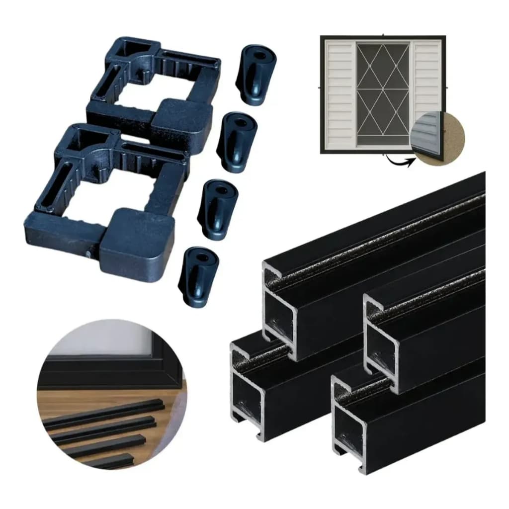 Kit Tela Mosquiteiro Perfis Avulso Para Janela 120x120cm Anti Insetos + Açessorios