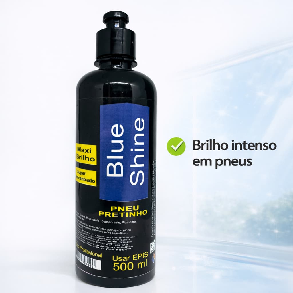 Pretinho para Pneus Blue Shine 500ml – Brilho Intenso, Renovador e Proteção para Pneus