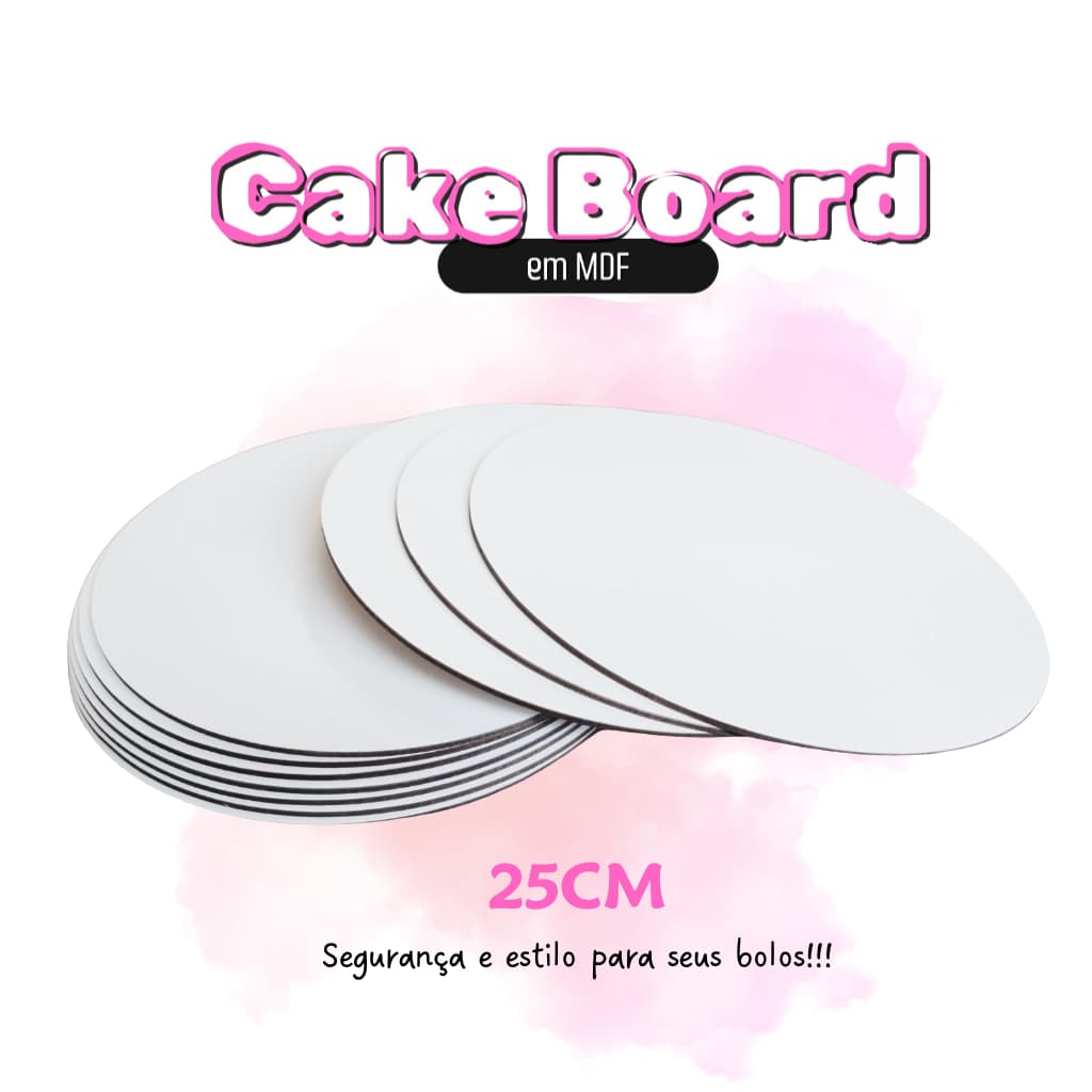 Kit 10 Cake Board 25cm Tabuleiro Bolo Em Mdf 3mm Redondo
