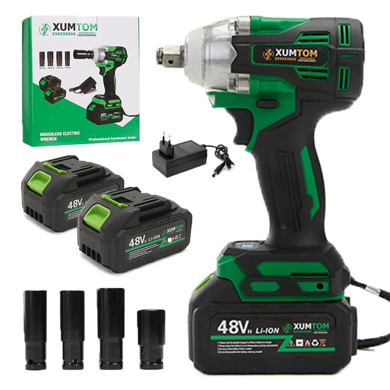 Chave de Impacto 450NM Elétrica Sem Fio Parafusadeira 21V Brushless Com Maleta 2 Baterias Bivolt