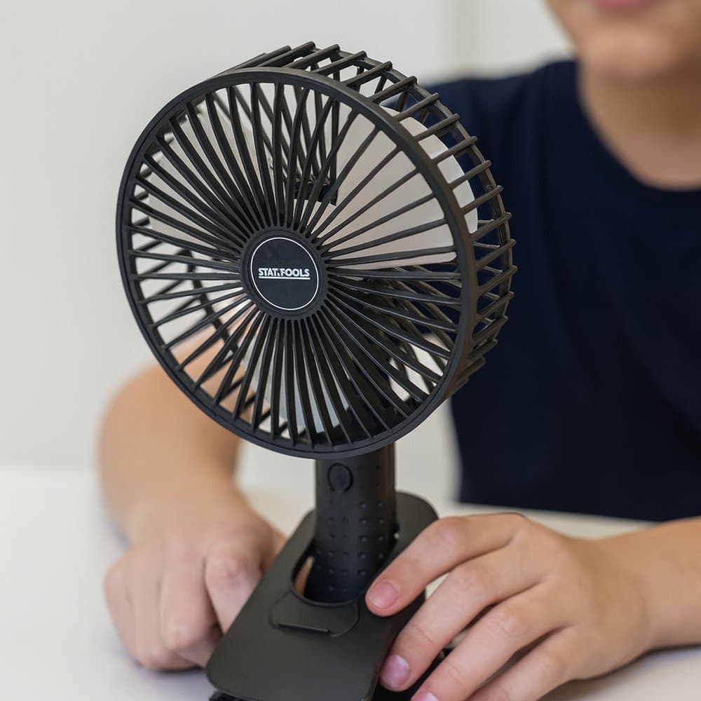 Mini Ventilador Portátil Recarregável USB Silencioso Mesa Clip Giratório 3 Velocidades Preto