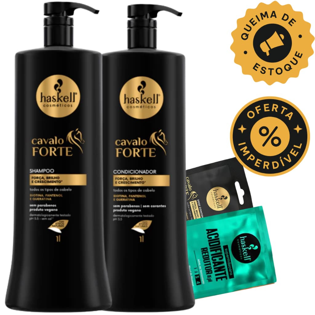 Kit Cavalo Forte Shampoo + Condicionador 2x 1L - Haskell
