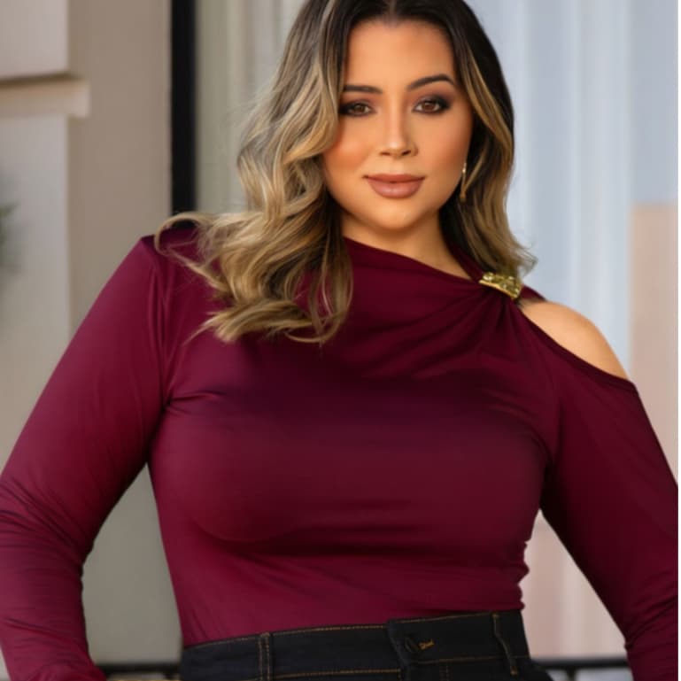 Blusa Feminina Plus Size Elegante Chic e Moderna Manga Longa Outono Inverno Tendência Blusinha Casual Trabalho Social