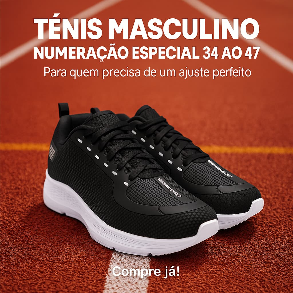 Tênis Masculino Numeração Especial 34 ao 47 | Conforto e Ajuste Perfeito para Seus Pés | COMPRE JÁ!