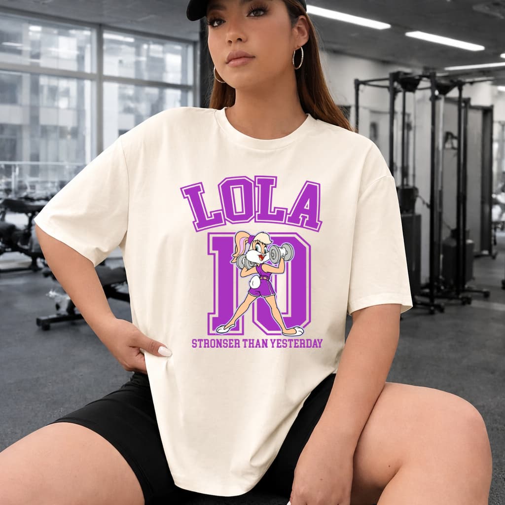 Camiseta Feminina Oversized  Lola Deseenho Animado Gym Academia Treino Camisetão 100% Algodão Moda