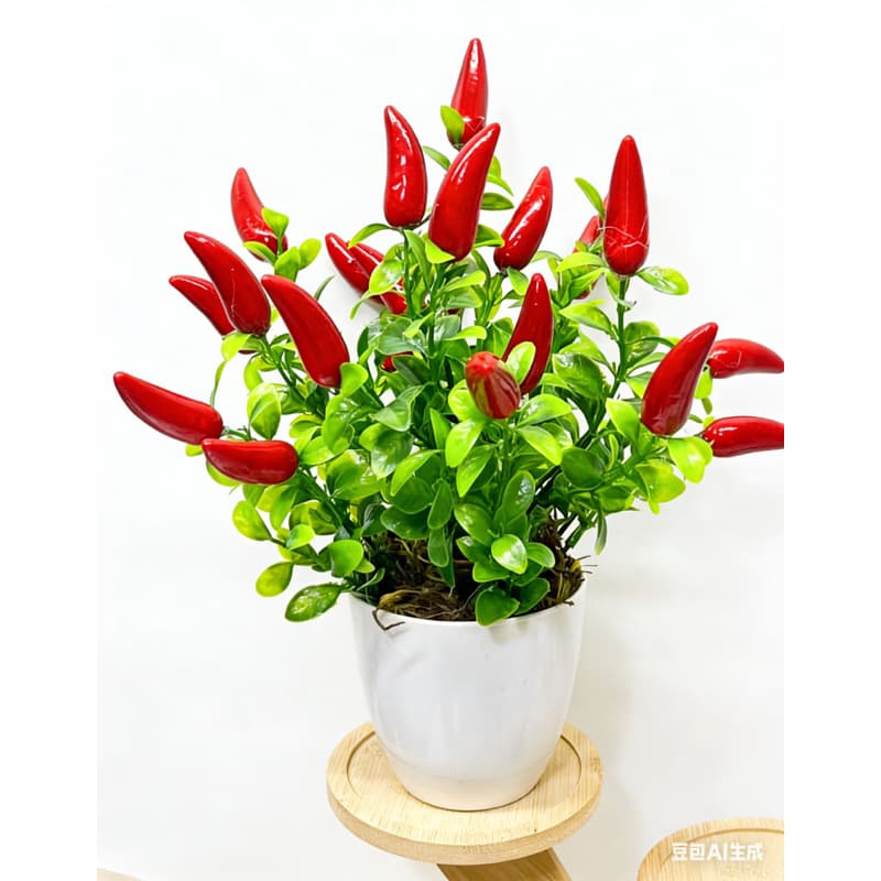 vaso com pimenta artificial altura 27cm