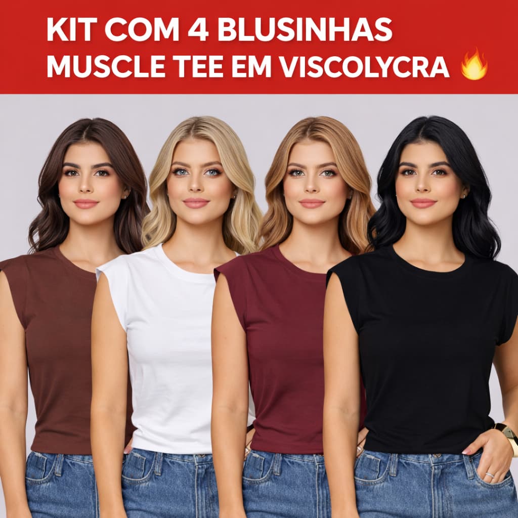 Blusa Feminino Muscle Tee Viscolycra Clássica Casual Chic