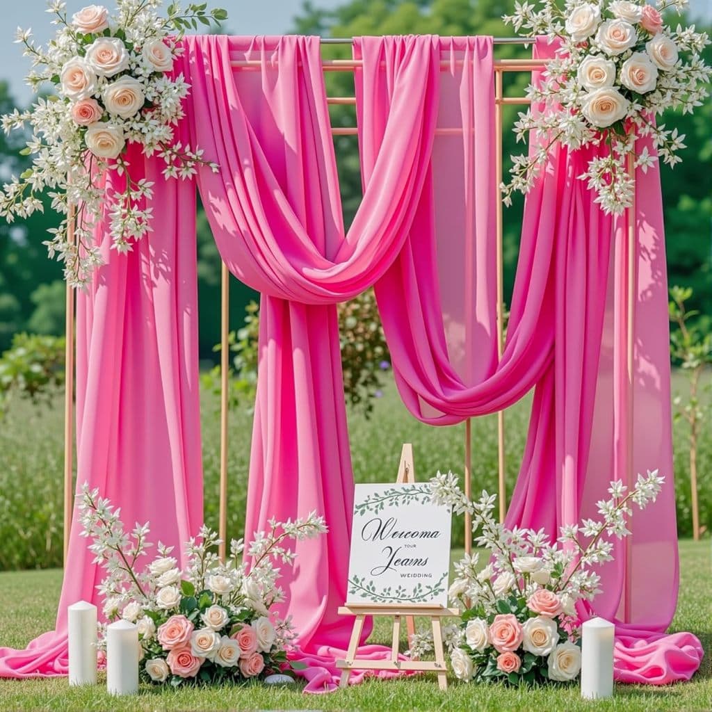 Tecido Voal Voil 10mts x 3,00mts Cor  Pink com Transparência para  Cortinas Eventos Decoração Festas