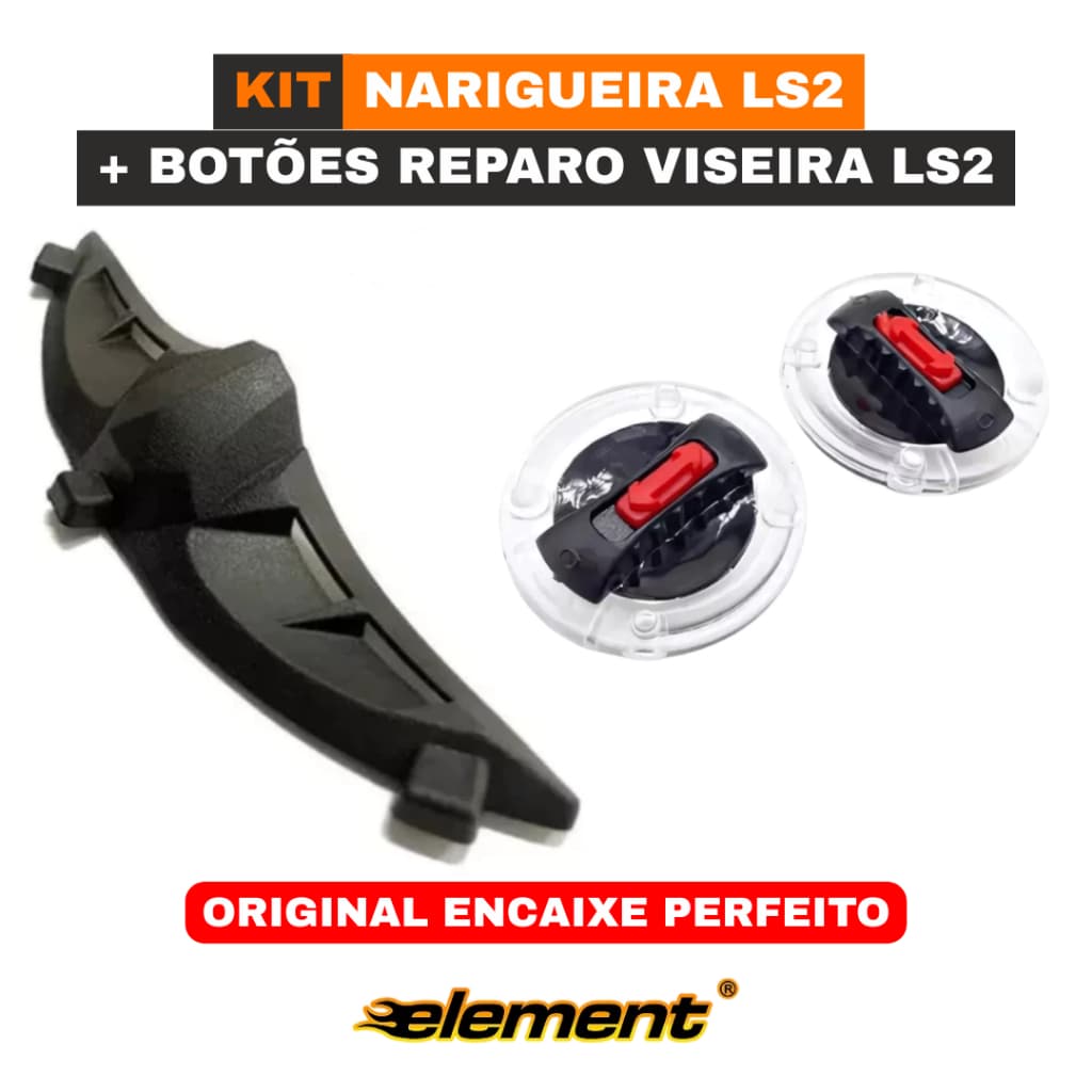 Kit Narigueira Compatível com LS2 + Par Botão Reparo Viseira Capacete LS2 Encaixe