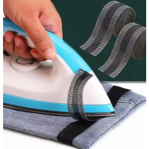 Fita Bainha Sem Costura 1m x 2,5cm Preta Termocolante para Calça Jeans Cortina Lavável