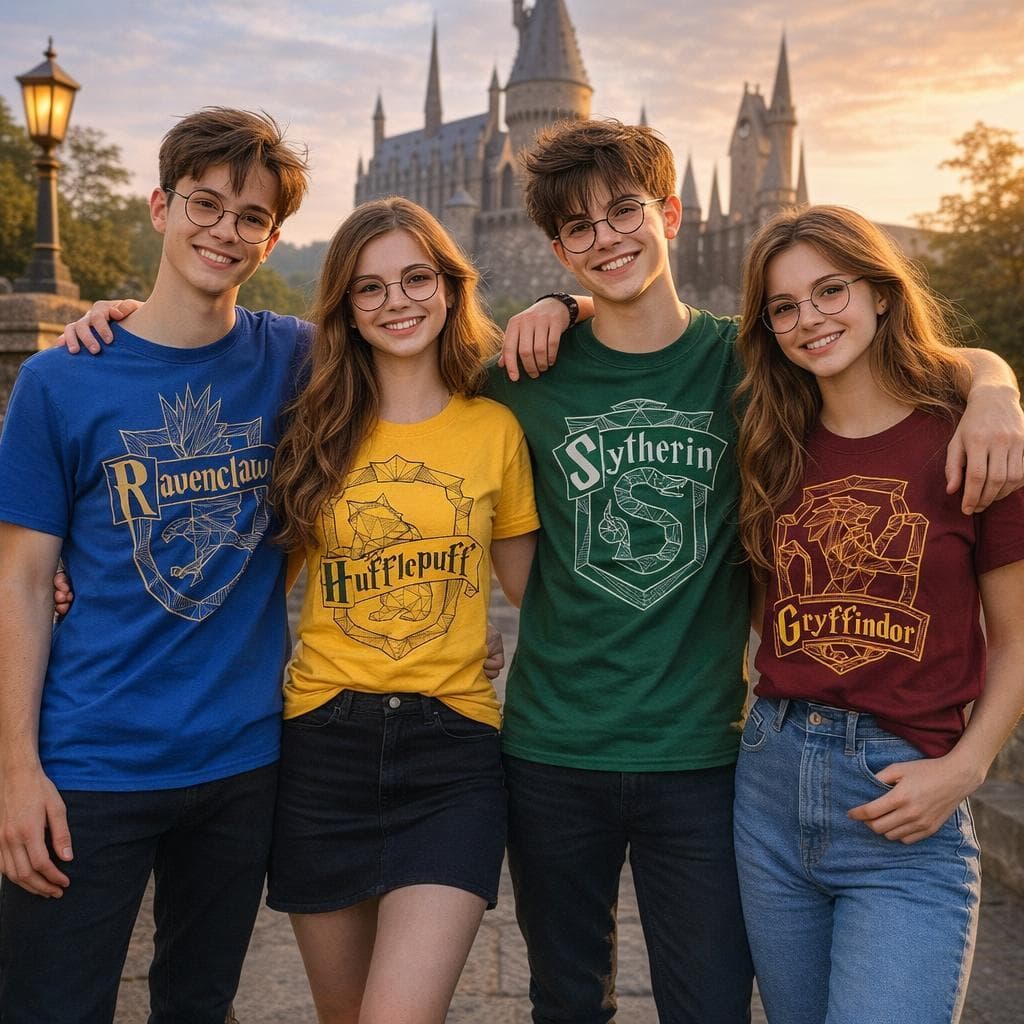 Camiseta Geek Casas Mágicas Estilo Bruxo Raven Lufa Serp Grif Unissex 100% Algodão