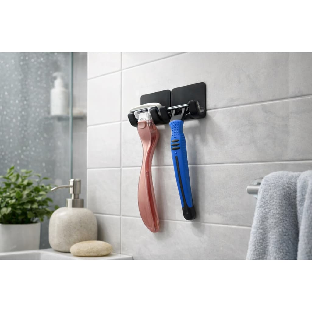 Suporte Aparelho Barbear Gillette Prestobarba Organizador Banheiro Fita Dupla Face Porta Lâmina Masc