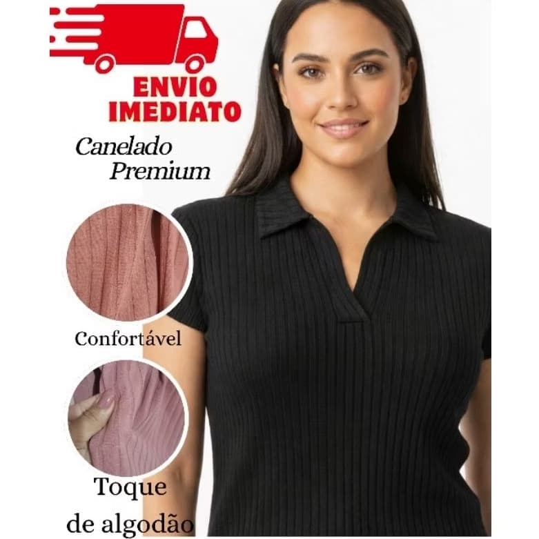 Gola Polo Manga Curta feminina Camisa Blusa Confortável Toque de algodão/ P M G GG/Camisa feminina/Casual elegante/