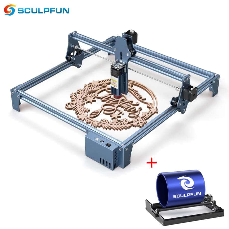 SCULPFUN S9 Máquina de Gravação a Laser Ultrafina Totalmente Metálica 110-240V e Rolo Rotativo (Conjunto)