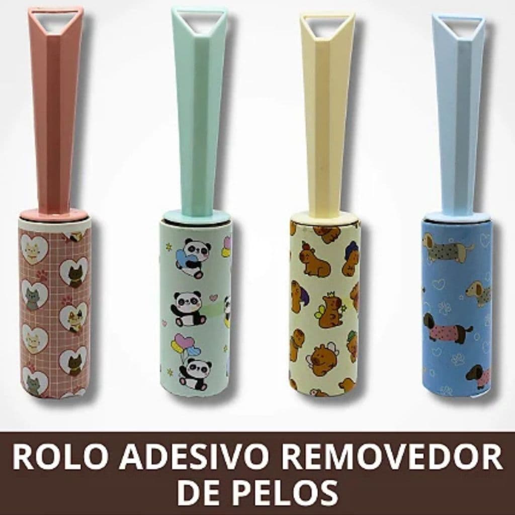 Rolo Adesivo Tira Pêlos 10 e 20 Folhas com Refil Removedor de Pelos e Fiapos para Roupas, Sofás e Estofados