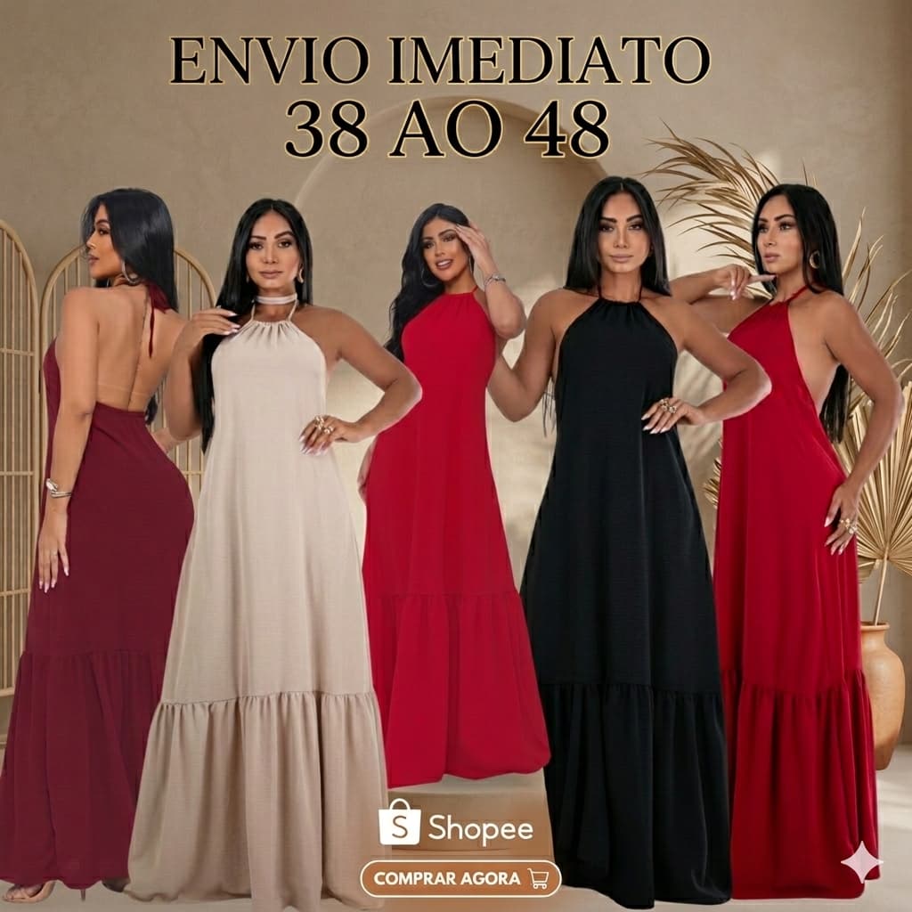 Vestido Longo Alcinha Frente Única Feminino Costas Nuas