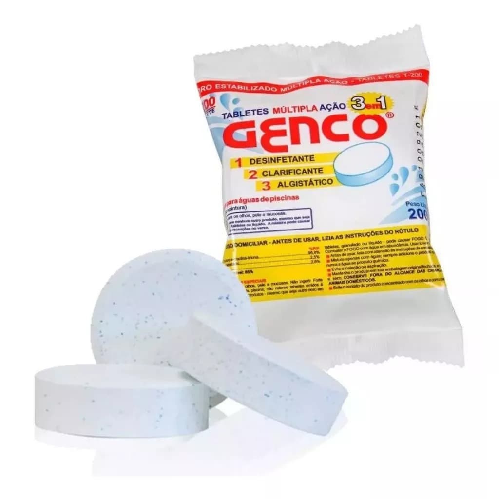 Pastilha de cloro 3x1 multiação  - Genco