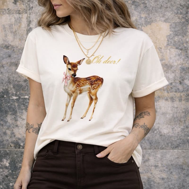 Camiseta feminina estampa bambicore camisa 100% algodão Premium tendência inverno