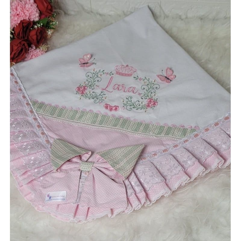 Manta 90x90 personalizada laço virado