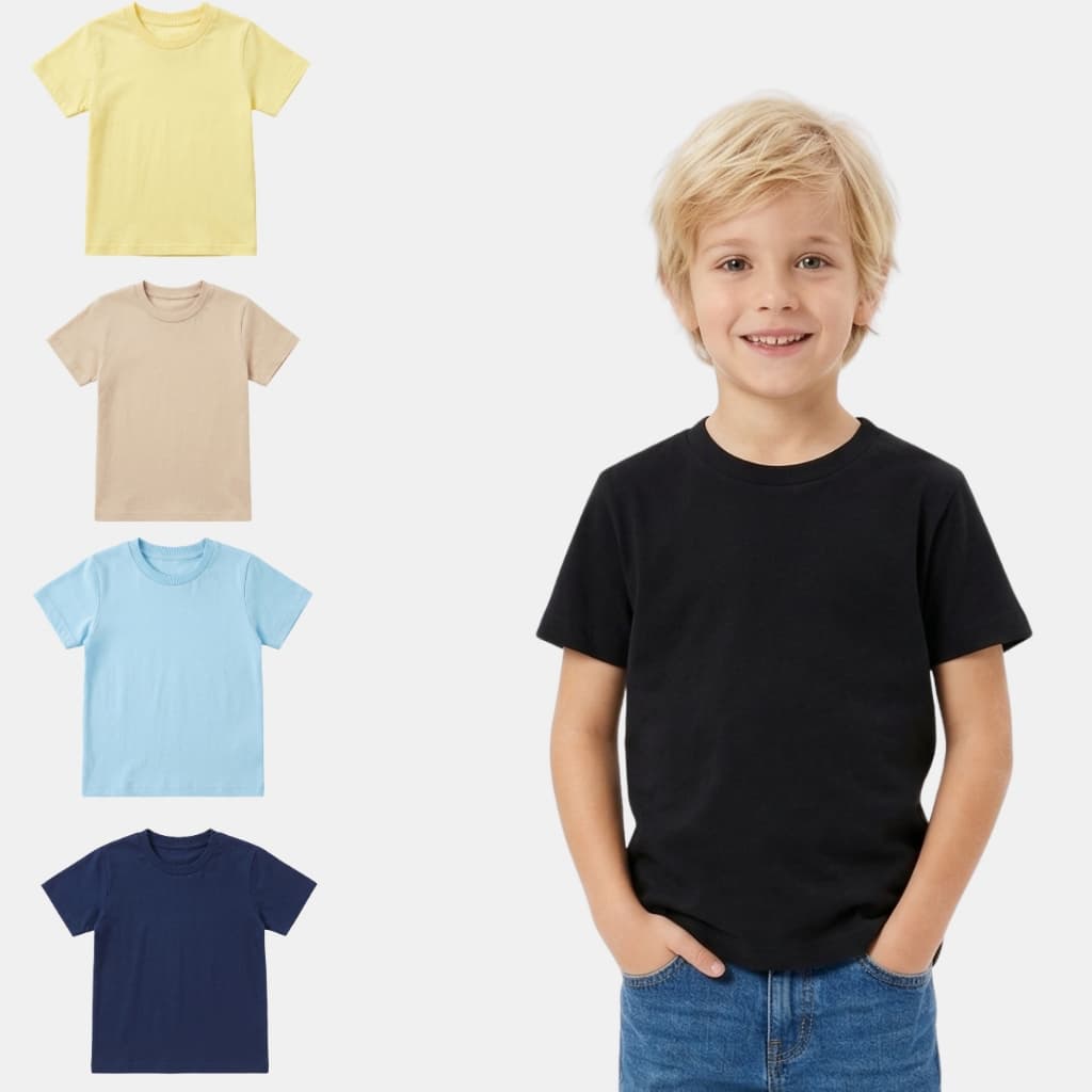 CAMISA DE MANGA CURTA MENINO ALGODÃO CAMISETA INFANTIL