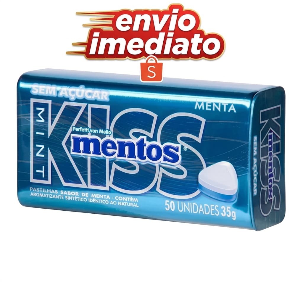 Bala Pastilha Lata Mentos Kiss Sabor Menta  - Sem Açúcar
