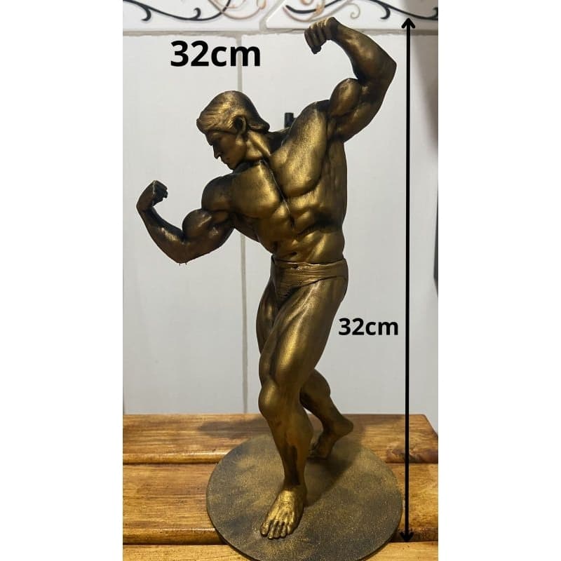 Troféu Bodybuilder 32cm Dourado Premium Estátua Fisiculturismo Decoração Academia