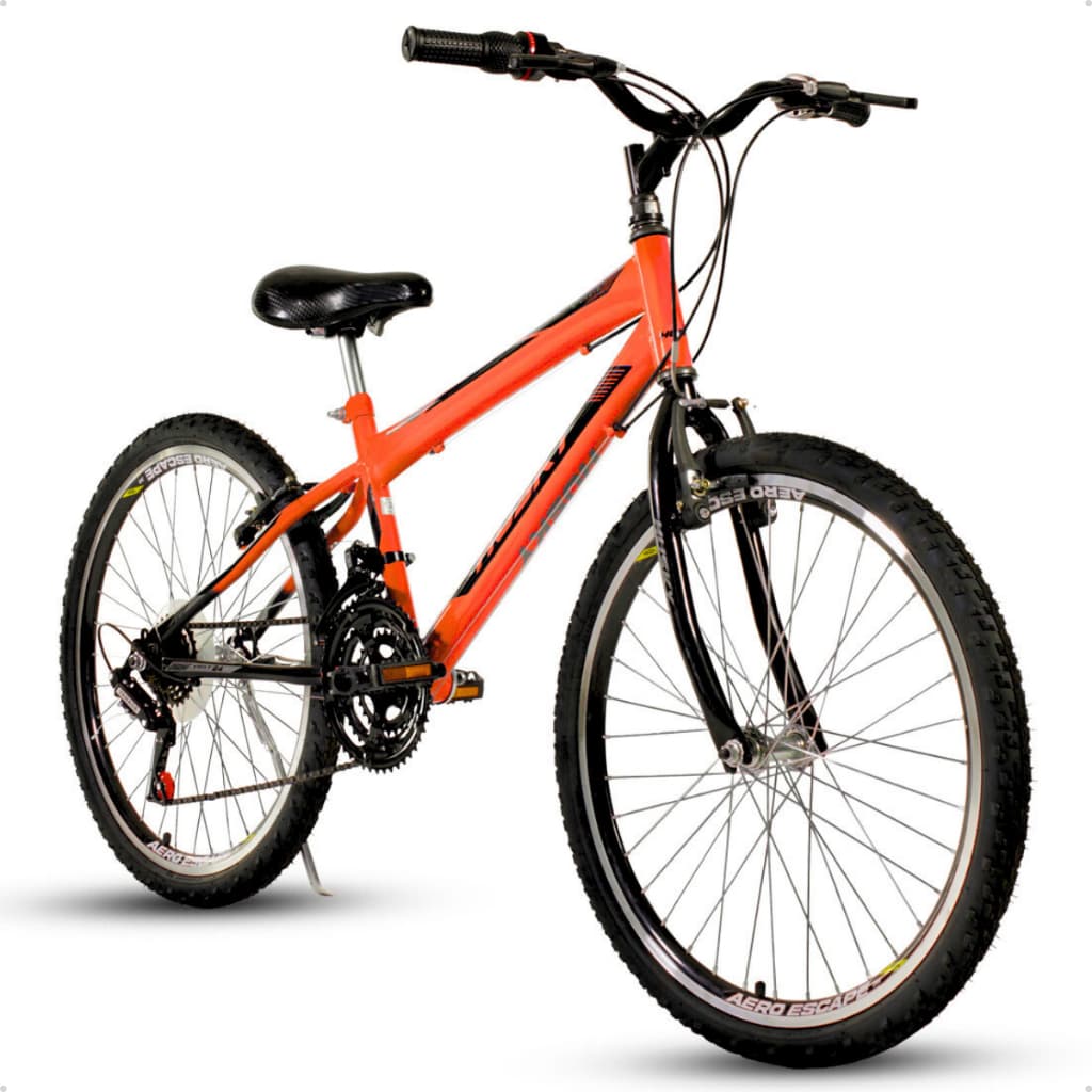 Bicicleta Infanto Juvenil Aro 24 Maculina 18v Menino Laranja Husky Volt