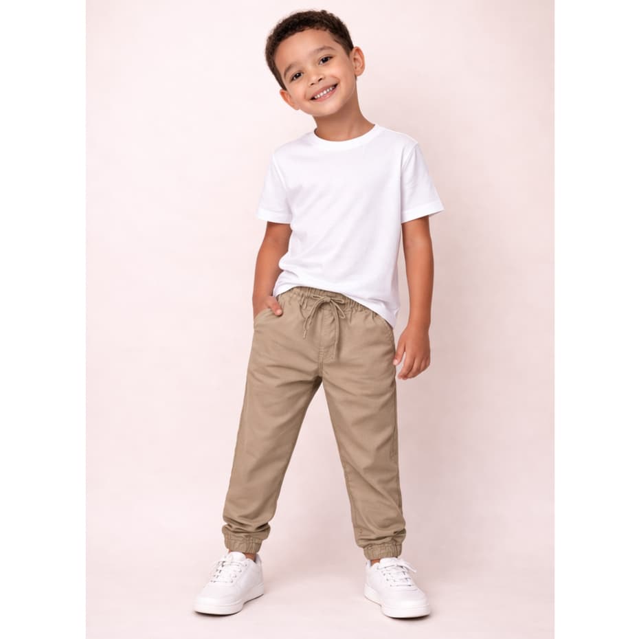 Calça Jogger INFANTIL de Sarja Menino Alta Qualidade Slim Fit Brim Criança