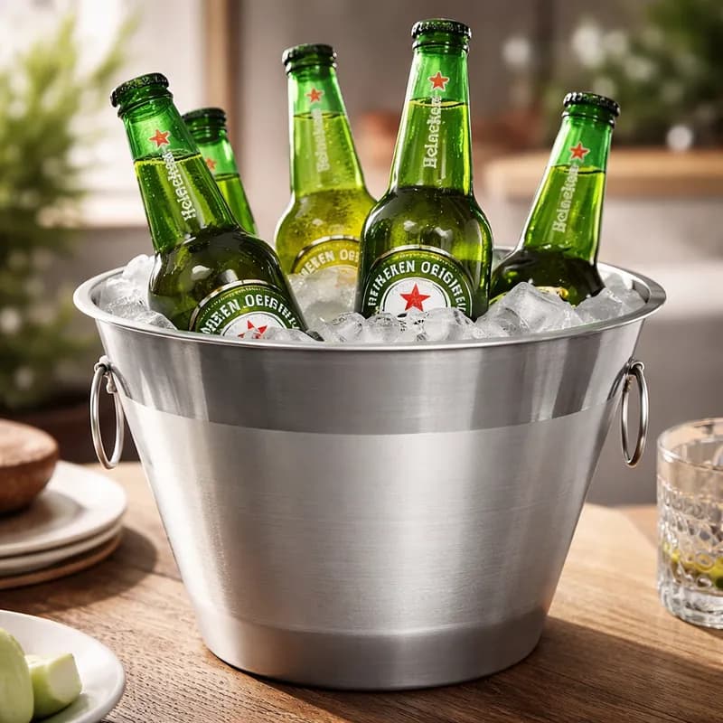 Balde de Gelo 6L de Alumínio - Ideal para Cervejas, Vinhos e Champanhe