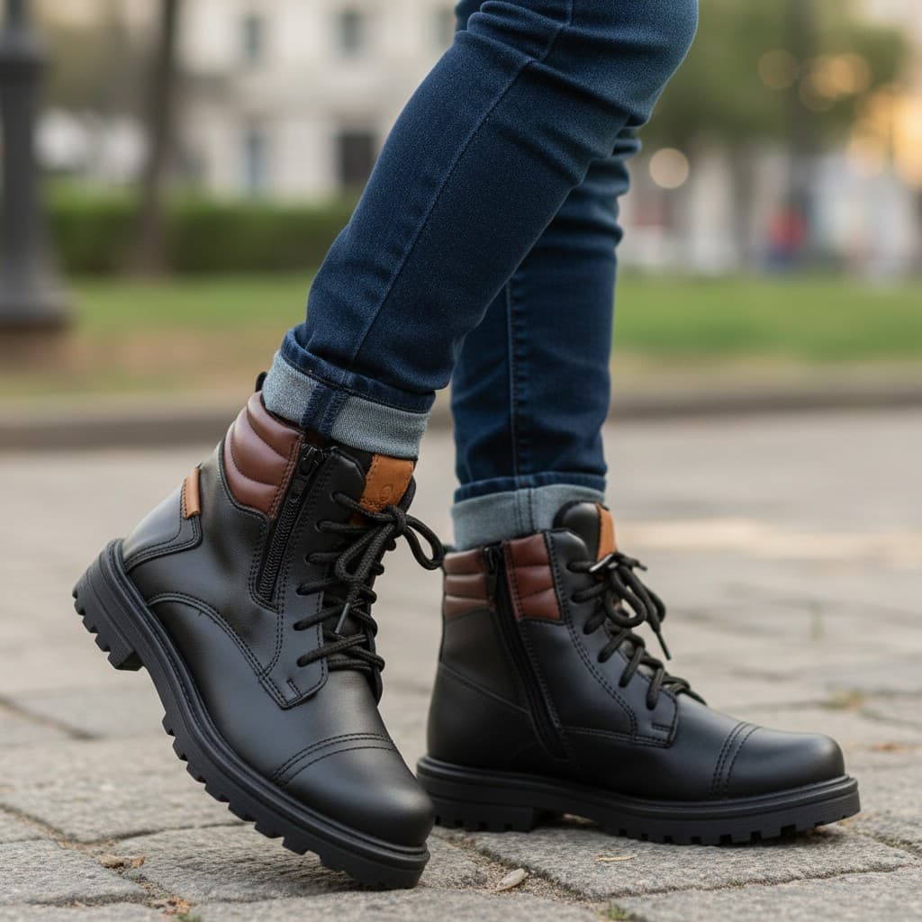 Bota infantil Coturno Meninos Botinha Criança Confortavel