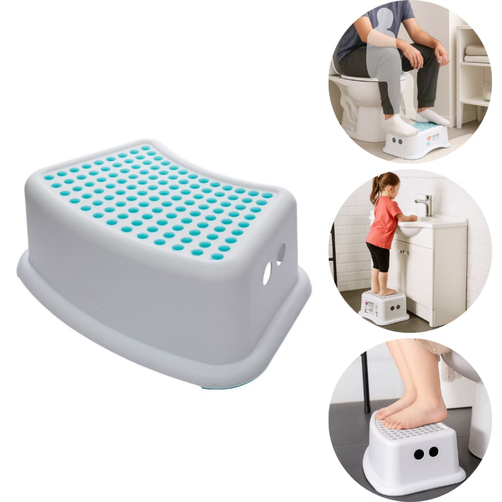 Apoio para Pés Banheiro Antiderrapante Degrau Infantil 2 em 1 Ergonômico