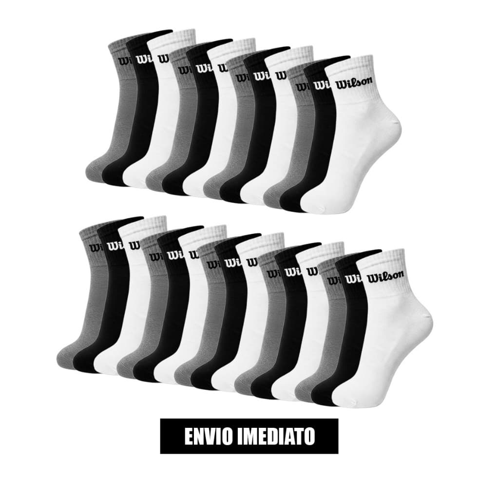 Kit 12 ou 27 pares de meia canelada Wilson cano curto original