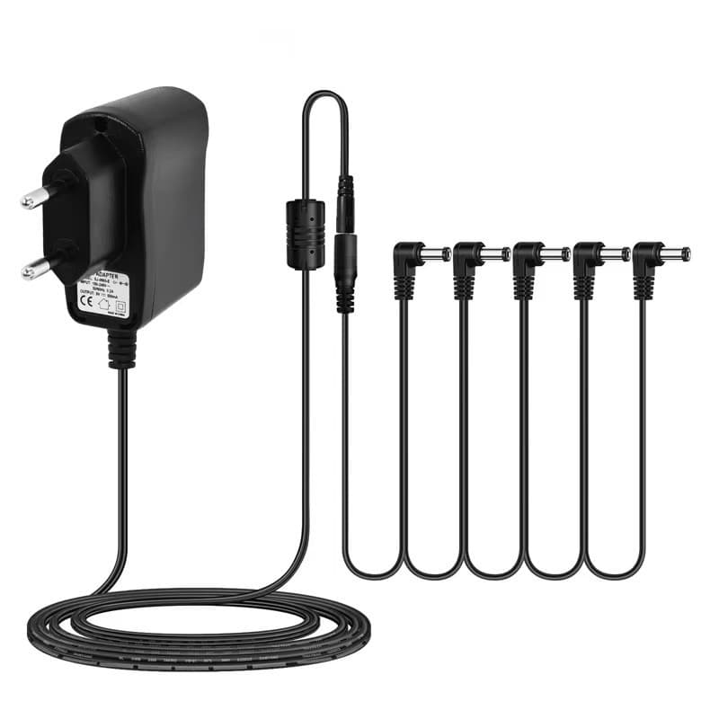 Fonte Carregador compatível Pedal Boss, Zoom, Joyo, Flamma, Adaptador de energia Guitarra 5 Vias 9v Plug Padrão